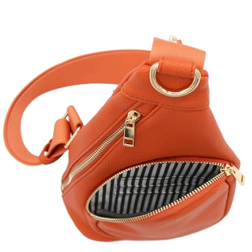FashionPuzzle Compact Triangle Sling Bag - color: Burnt Orange