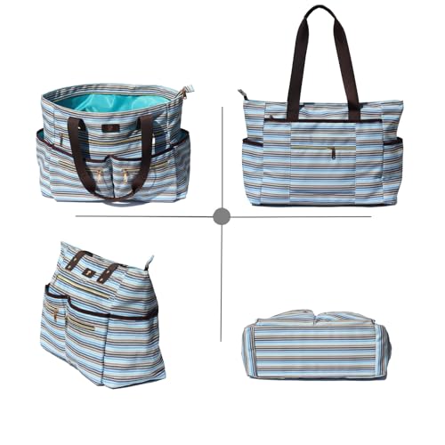 Weekender Bag Carry On Bag Overnight Tote Travel Duffle with 13 Pockets for Travel,Work,Gym,Beach,Teacher,Nurse - color: Blue