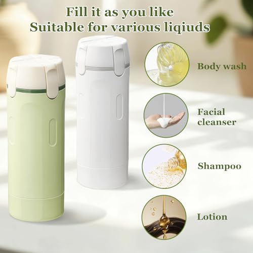 4 in 1 Travel Dispenser, Refillable Leak Proof Travel Bottle (White+Green) - color: White+green