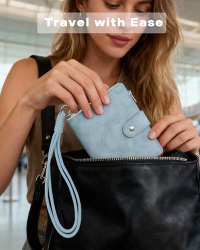 Passport Holder for Travel, Rfid Passport Wallet with Zipper - color: Coastal Tides