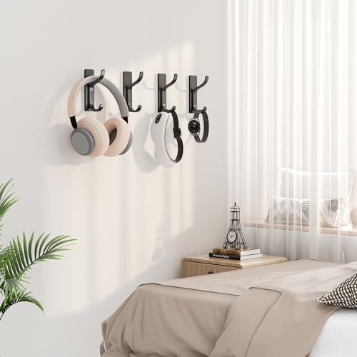 Adhesive Wall Hooks for Towel/Coat,13Lb Strong Stick-On Hooks, Black 6 Pack - color: Black, size: 6 Pack