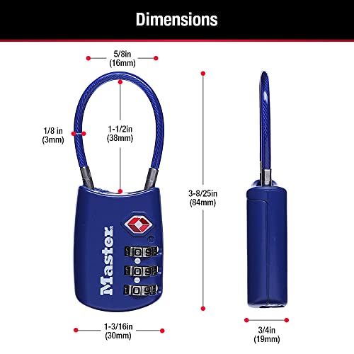 Master Lock TSA Approved Combination Luggage Lock, Blue, 4-Pack 4688BLUEC4 - color: Blue, size: 4 Pack