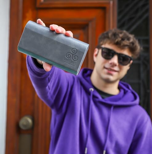 2-Frame Sunglasses Case – Premium PU Leather Protective Case for Men & Women, Travel Storage for Two Glasses - color: Charcoal Grey & Teal Grey