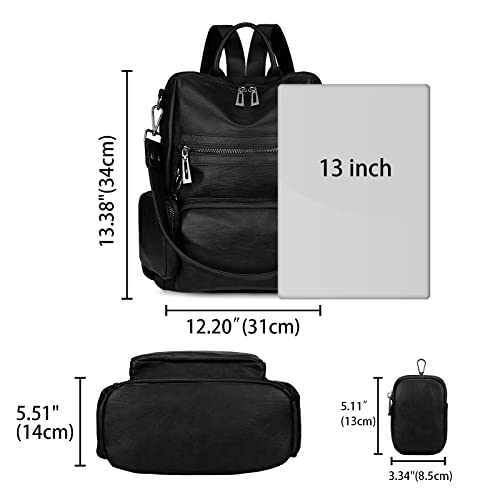 Uromee Travel Backpack Purse Women Vegan Leather Tassel Shoulder Bag - color: 262 Black
