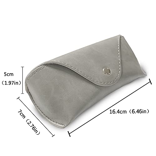 LogHog Portable Leather Glasses Case,Flexible Sunglasses Pouch Slim Case for Women Men Horizontal Eyeglass Case - color: Button-gray