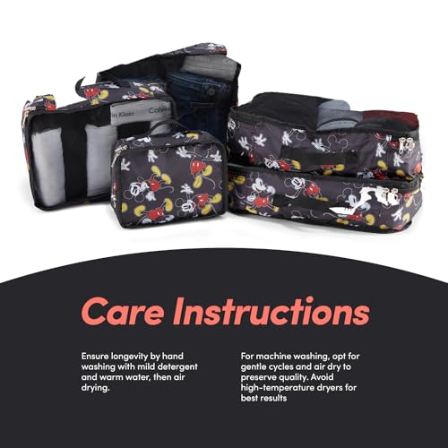 Disney Packing Cubes for Travel – 5 Piece Compression Set, Mickey Minnie Stitch Pooh Luggage Organizer Bags - color: Black