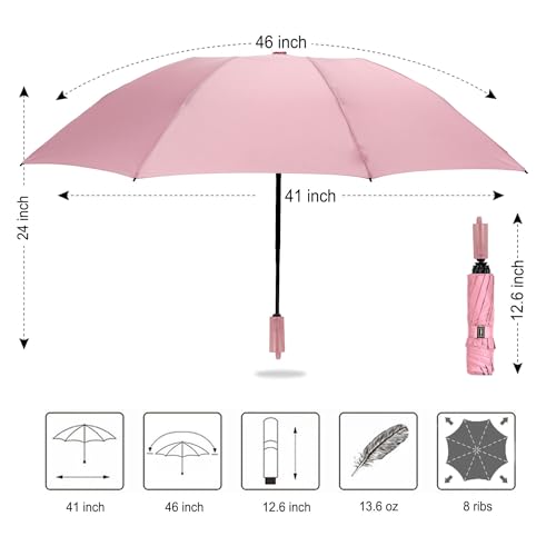 LANBRELLA 컴팩트 리버스 접이식 우산 자동 방풍 여행용 우산 - color: C2.5 핑크, size: 46인치