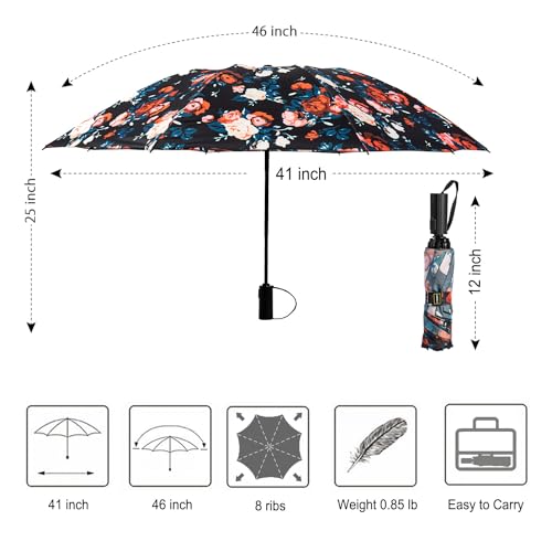 LANBRELLA 컴팩트 리버스 접이식 우산 자동 방풍 여행용 우산 - color: T2.3-로즈, size: 46인치