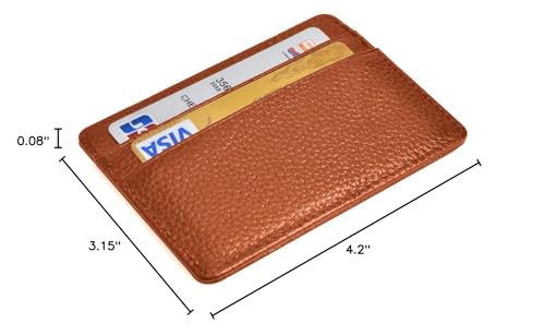 EASTNIGHTS Credit Card Holder Slim Wallet Leather Minimalist Wallet with ID Window - color: brown