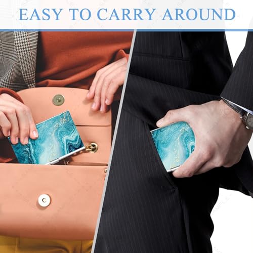 Business Card Holder,Color Printing Men's and Women's Business Card Case,Ultra-Thin Metal Business Card Organizer,Carry-on Pocket Wallet Business Card Holder - color: Blue Ocean