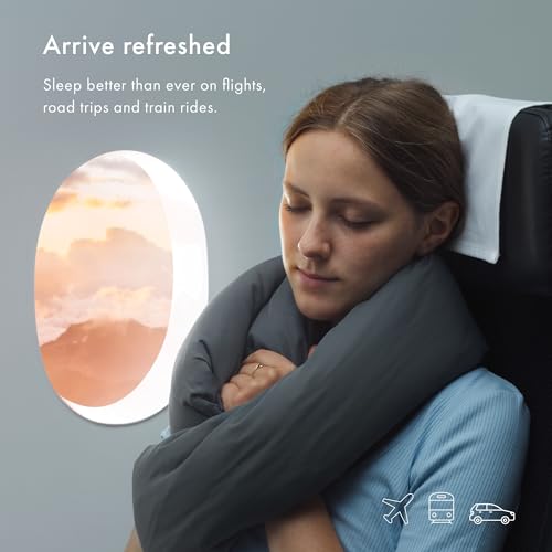 Huzi Infinity Pillow - Home Travel Soft Neck Scarf Support Sleep (Terracotta) - color: Terracota