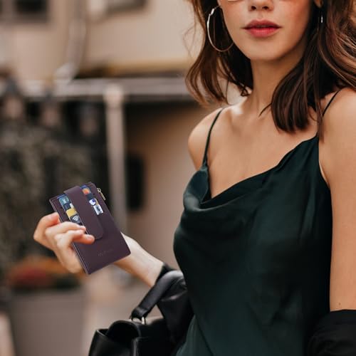 Chelmon Women's RFID Slim Card Holder Wallet - color: Wine Red1
