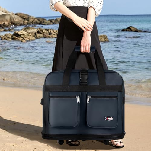 36'' Expandable Rolling Duffel Bag Suitcases w/Wheels,Foldable Luggage Bag - color: Navy, size: 36"