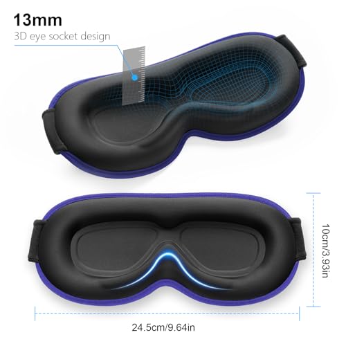 Gritin 100% Blackout Sleep Eye Mask for Women Men, Zero Pressure Sleep Mask - color: Deep Purple