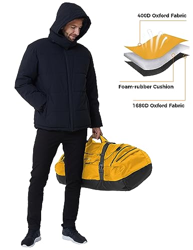 Ubon Convertible Duffel Backpack Weekender Gym Bag with Shoe Compartment - color: Yellow, size: 45L