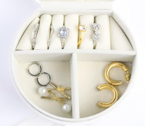 Travel Jewelry Case, Elegant Half-Moon Design with Golden Accents, Detachable Handle, White Personalized Accessory Organizer, Fashion-Forward Gift for Women and Teens(A) - style: A
