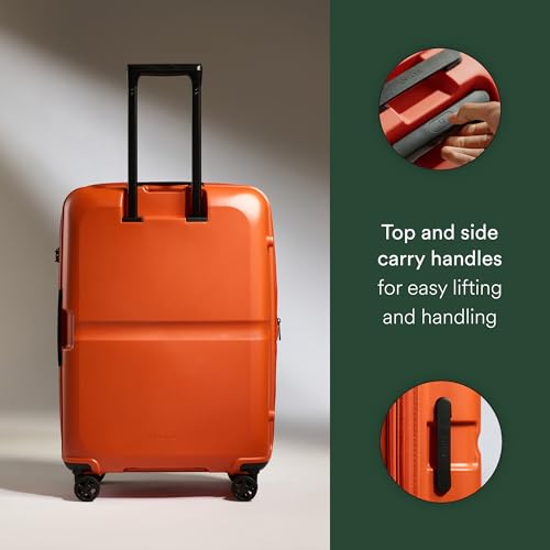ANTLER - Single Stripe Hardside Luggage 26 Inch Checked-Medium Suitcase - Durable, Lightweight & Expandable, 4 Spinner Wheels - Adjustable Handle, TSA Lock - Ember - color: Ember, size: Medium
