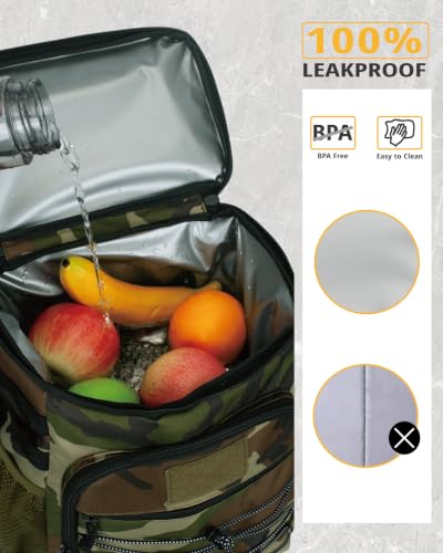 25L Insulated Cooler Backpack Water-Resistant Molle Cooler Bag for Camping - color: Camo Green