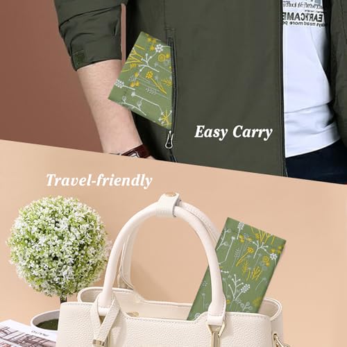 MoKo Squeeze Top Glasses Pouch, Portable Leather Soft Sunglasses Case Anti-Scratch Eyeglasses Bag Goggles Sleeve - color: Flowers Green & Yellow, style: 2 Pack