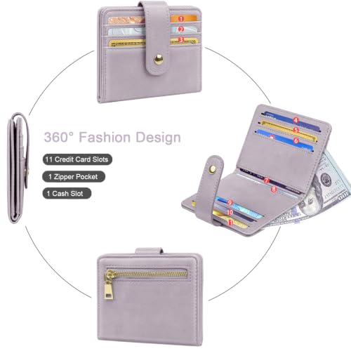 Small Wallets for Women Slim Minimalist Bifold Credit Card Holder - color: A Purple