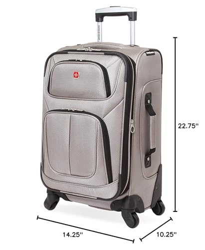 SWISSGEAR Sion Carry-On Spinner Luggage, Softside Expandable, Lightweight Suitcase, Pewter, 22.75-Inch - color: Pewter, size: Carry-On