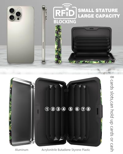 Maicican Credit Card Holder, Mini RFID Blocking Aluminum Wallet - color: Cats and Flowers