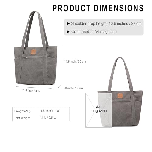 Light Canvas Shoulder Bag for Women Retro Bucket Tote - color: Green