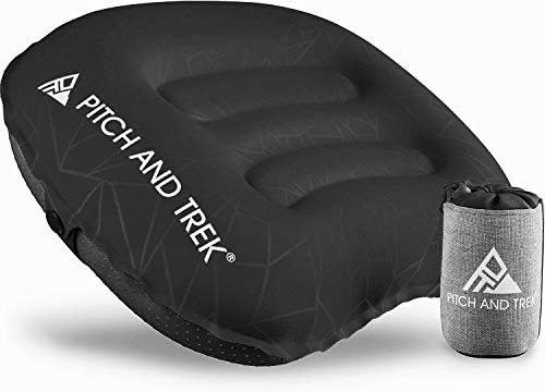 Camping Pillow with Removable Cover, Ultralight Portable Compact Inflatable Pillow for Neck Lumbar Support, Compressible Pillow for Hiking, Beach, Hammock, and Backpacking Gear
