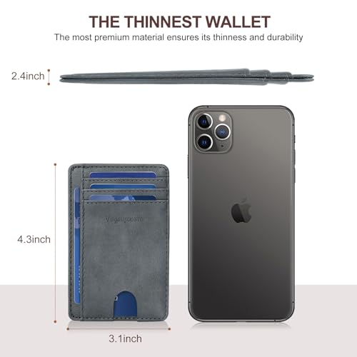 Front Pocket Thin Wallet for Men Women RFID Blocking Credit Card Holder Card Cases Slim Minimalist Wallet with Gift Box (Alaska Grey) - color: Alaska Grey