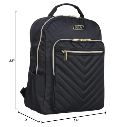 Kenneth Cole REACTION Madison Square Lightweight Hardside Chevron Expandable Spinner Luggage, Black, 2-Piece (20" Carry On + Backpack) - color: Black, size: 2-Piece (20" Carry On + Backpack)