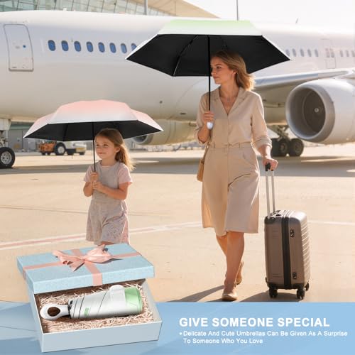 Gradient UV Umbrella UPF 50+, Mini Sun Parasol Foldable Compact Travel Size - color: 05.Green
