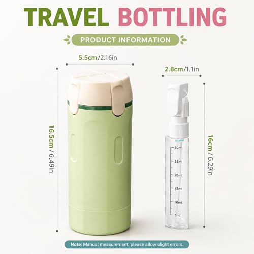 4-in-1 Travel Dispenser Bottles, 30ML Refillable Leak-Proof Toiletry Containers for Shampoo & Lotion, Portable for Airplane, Vacation, Business (Green) - color: Green