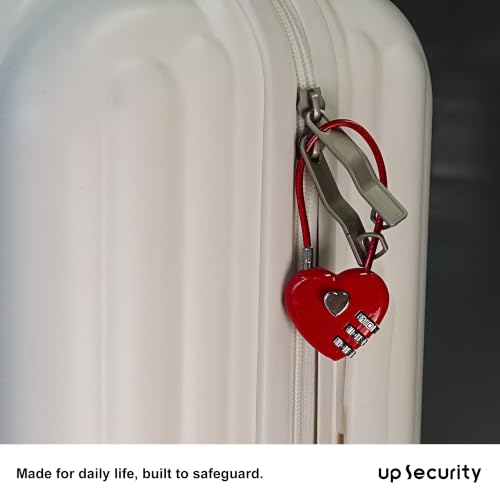 Small Combination Padlock, Cable Locks with Combination, Cute Padlock with Number, Combo Cable Lock for Luggage, Suitcase, Gym Locker, Backpack Zipper, Bag, Toolbox, Helmet, Travel Safe - color: Red, 2-Pack, size: 5 inch (12.7 cm) Cable)