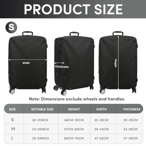 Luggage Cover Protector Compatible with Tumi, Upgraded Oxford Fabric Stretch Cover with Double Zipper, Washable Travel Suitcase Protector, Fits 20-21 Inch Case(Black) - size: 20-21