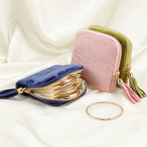 VOCOSTE Travel Jewelry Case, Portable Jewelry Pouch with 6 Layers, Blue - color: Blue