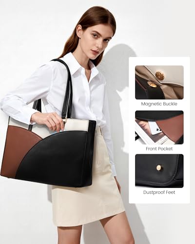 LOVEVOOK Laptop Bag for Women Laptop Tote Bag,15.6 Inch Black-white-gray - color: Black-white-gray, size: 15.6 Inch