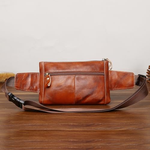 Genuine Leather Sling Bag Backpack for Men Women Chest Shoulder Satchel Crossbody Casual Outdoor Daypack, #21brown - color: #21Brown