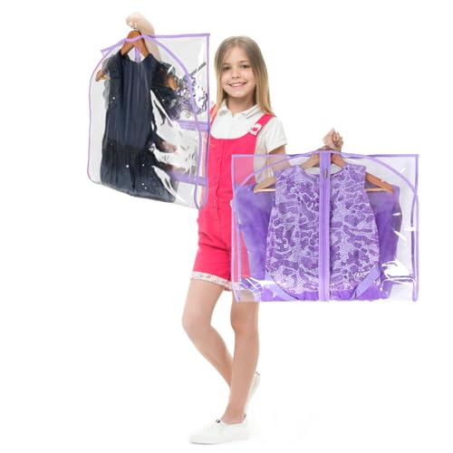 Zilink Clear Garment Bag for Dance Costumes Kids Garment Bag 40 in, 4 Pack - color: Clear Purple, size: 4 Pack
