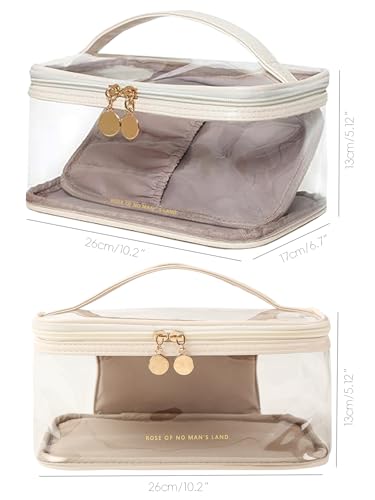Meiyuuo Clear Travel Makeup Bag with Divider,Women Toiletry Bag White - color: White