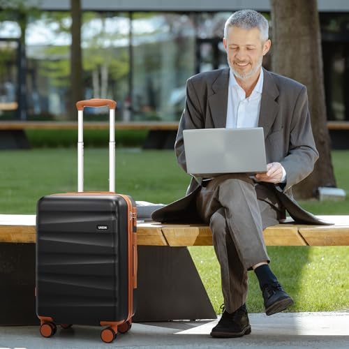 UKEIN Luggage Set with Backpack,Hardshell Carry On Luggage Airline Approved - color: Black