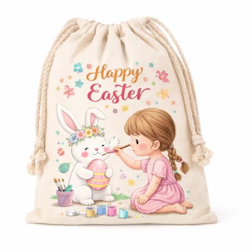 Heavy Duty Cotton Drawstring Bags 14x17, 6 Pack Canvas Storage Bags