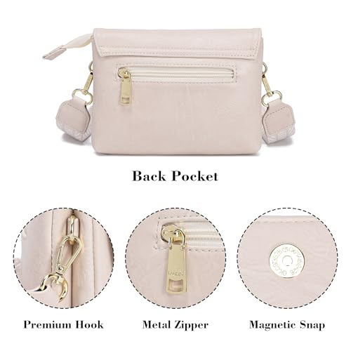 MINICAT RFID Small Crossbody Bags for Women Vegan Leather Cross Body Purse - color: Light Beige, size: Small