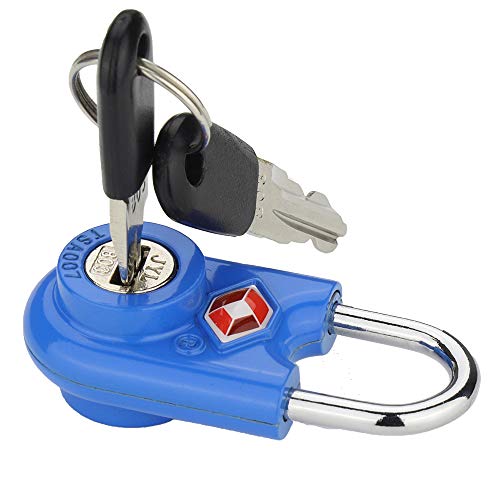 SURE LOCK Mini TSA Approved Keyed Luggage Lock – One Key Opens All, Fits Tight Zipper Gaps & Small Pull Holes, Compact Travel Lock for Suitcases, Backpacks & Handbags - color: BLUE 2 PACK