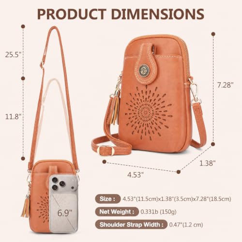 APHISON Small Crossbody Bags for Women, Lightweight Vegan Leather Cell Phone Purse, Cute Purses with Tassels - color: 07a-s-brown