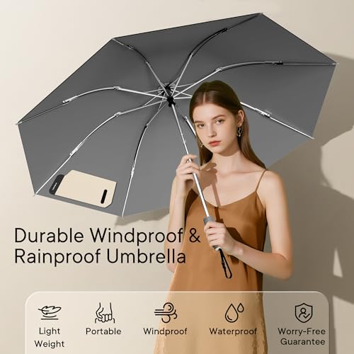 QWB Inverted Umbrella With Auto Open Close Windproof Portable - color: gray, size: 46 IN