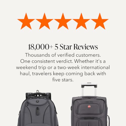 SwissGear Sion Softside Expandable Spinner Luggage Durable Lightweight Travel Suitcase, Dark Grey, 2-Piece Set (Carry-On/Backpack) - color: Dark Grey, size: 2-Piece Set (Carry-On/Backpack)