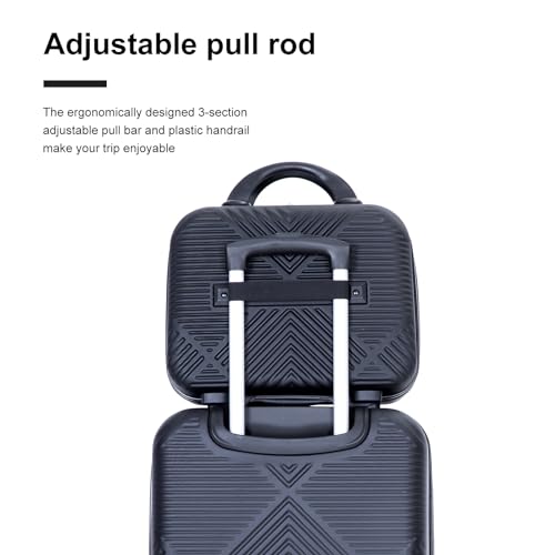 Tripcomp Carry-on Luggage Set 2 Piece Hardside Suitcase With Spinner Wheels - color: Black-2, size: 2 Piece Set(14/20)