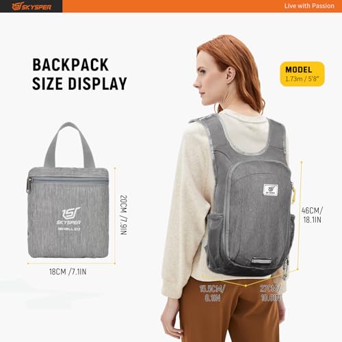 SKYSPER Small Daypack 10L/15L/20L Hiking Backpack Packable Lightweight Travel Day Pack for Women Men - color: Grey, size: 20l