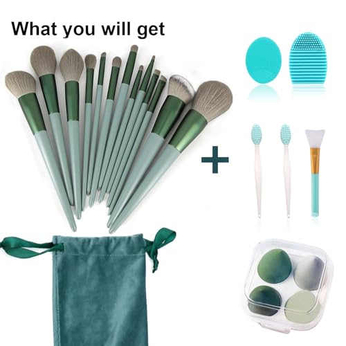 Koccido Makeup Brushes 22 Pcs Makeup Kit,Foundation Brush Eyeshadow Brush Make up Brushes Set (Green, 22 Piece Set Large) - color: Green, size: 22 Piece Set Large