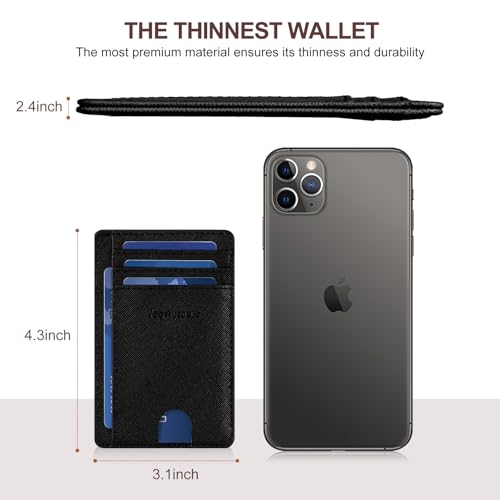 Front pocket thin wallet for Men Women RFID Blocking Credit Card Holder Card Cases Slim Minimalist wallet with Gift Box (Cross Black) - color: Cross Black